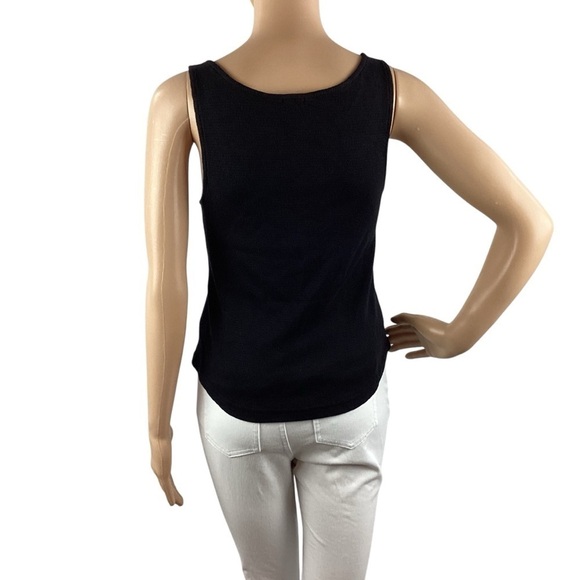 Monrow Baby Thermal Loose Henley Waffle Knit Tank Size S Black - Picture 5 of 7